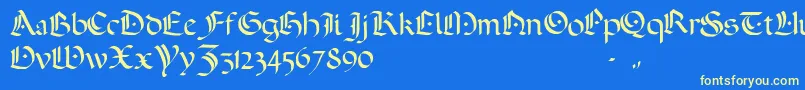 ADarkWedding2007 Font – Yellow Fonts on Blue Background