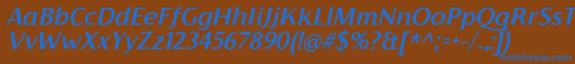 フォントFlorentiaMediumItalicTrial – 茶色の背景に青い文字