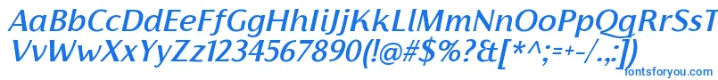 フォントFlorentiaMediumItalicTrial – 白い背景に青い文字