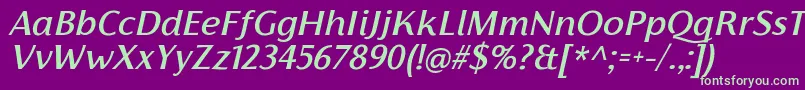 FlorentiaMediumItalicTrial Font – Green Fonts on Purple Background