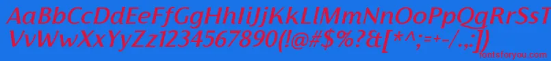 フォントFlorentiaMediumItalicTrial – 赤い文字の青い背景
