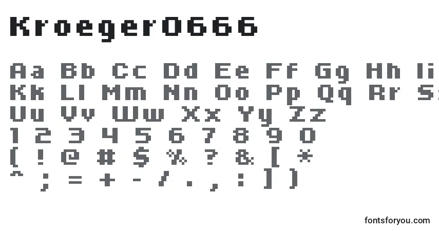 Czcionka Kroeger0666 – alfabet, cyfry, specjalne znaki