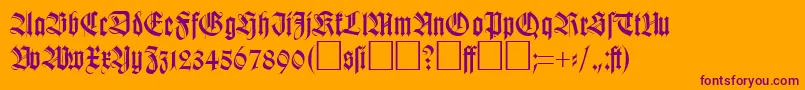 KochfrakturRegularDb-Schriftart – Violette Schriften auf orangefarbenem Hintergrund