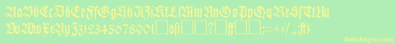 KochfrakturRegularDb-Schriftart – Gelbe Schriften auf grünem Hintergrund