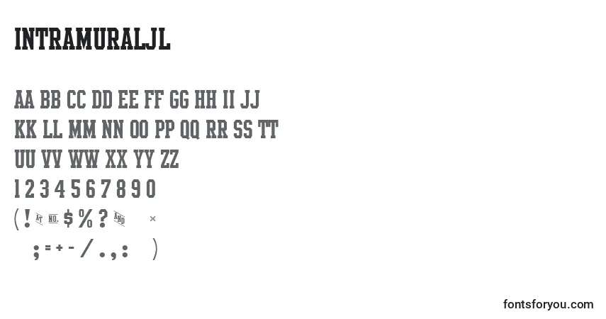 IntramuralJl Font – alphabet, numbers, special characters