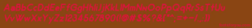 OdinRoundedBoldItalic Font – Red Fonts on Brown Background