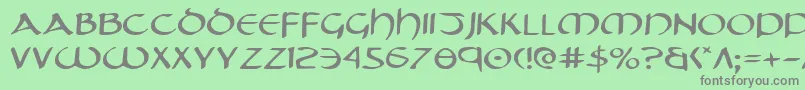 フォントTristrame – 緑の背景に灰色の文字