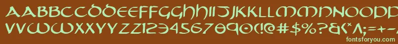 Tristrame-Schriftart – Grüne Schriften auf braunem Hintergrund