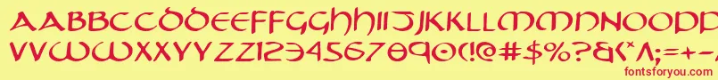 Tristrame-Schriftart – Rote Schriften auf gelbem Hintergrund