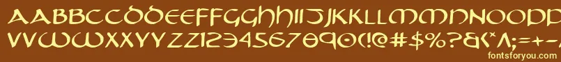 Tristrame-Schriftart – Gelbe Schriften auf braunem Hintergrund