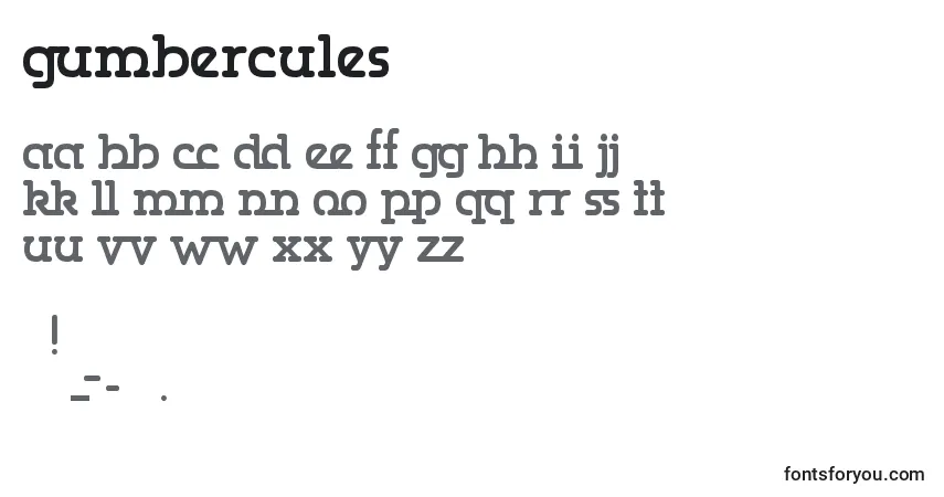 Gumbercules-fontti – aakkoset, numerot, erikoismerkit