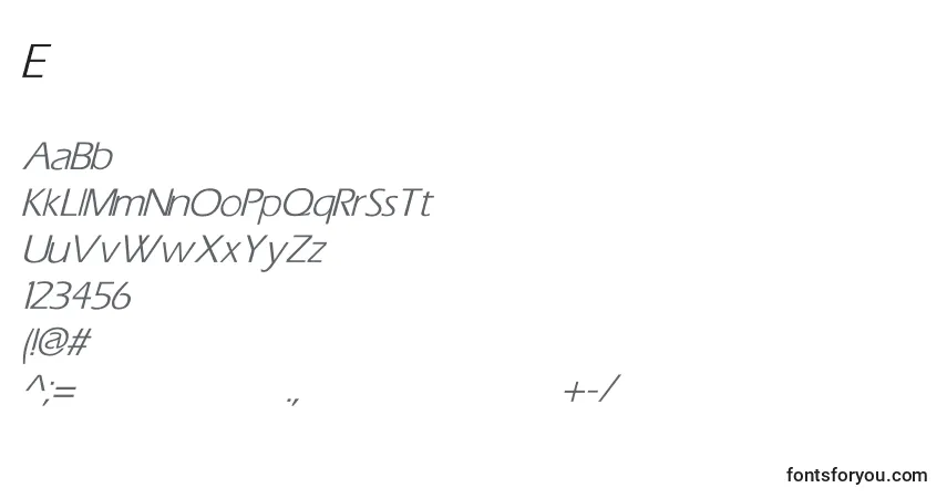 Шрифт ErasItalic – алфавит, цифры, специальные символы