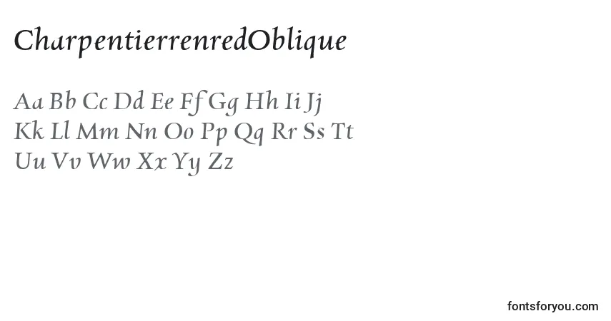 A fonte CharpentierrenredOblique (59025) – alfabeto, números, caracteres especiais