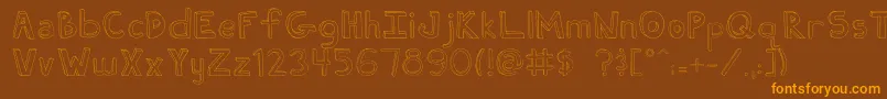 FhUgly-Schriftart – Orangefarbene Schriften auf braunem Hintergrund