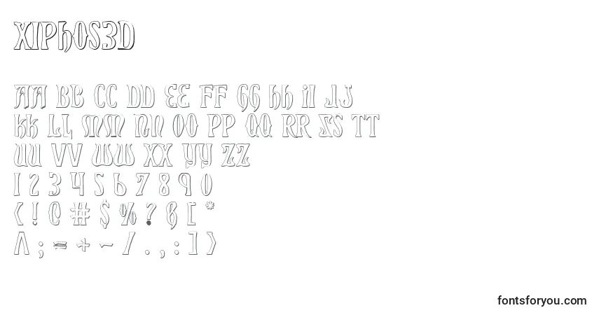Schriftart Xiphos3D – Alphabet, Zahlen, spezielle Symbole