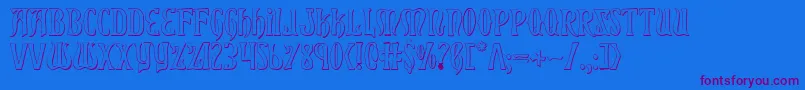 Xiphos3D-Schriftart – Violette Schriften auf blauem Hintergrund