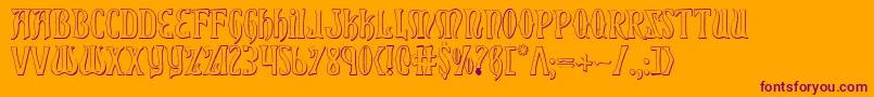 Xiphos3D-Schriftart – Violette Schriften auf orangefarbenem Hintergrund