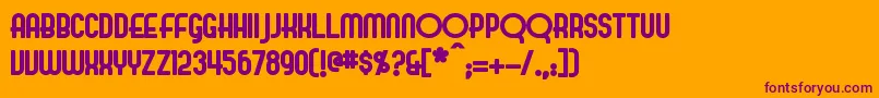 Weitere Informationen zur EvelynBold-Schriftart EvelynBold-Schriftart – Violette Schriften auf orangefarbenem Hintergrund