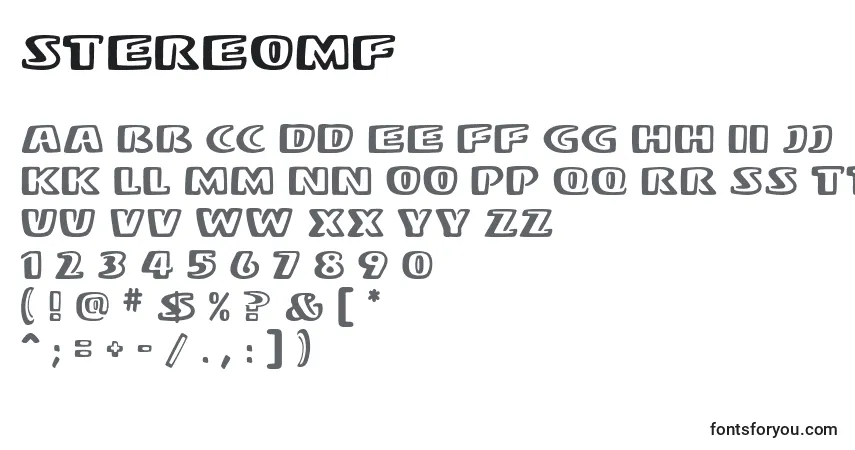 Czcionka StereoMf – alfabet, cyfry, specjalne znaki