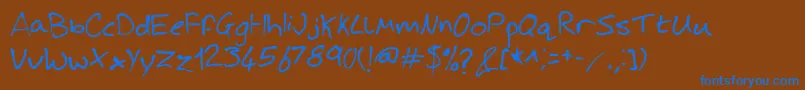 Fonte JoshHandwriting – fontes azuis em um fundo marrom