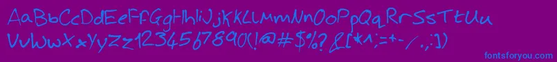 JoshHandwriting Font – Blue Fonts on Purple Background