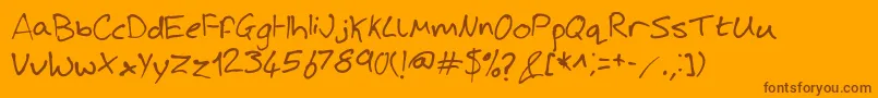 Fonte JoshHandwriting – fontes marrons em um fundo laranja
