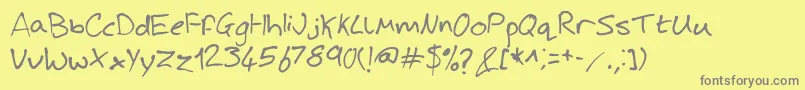 フォントJoshHandwriting – 黄色の背景に灰色の文字