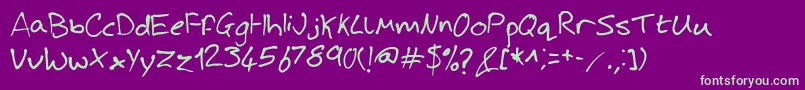 JoshHandwriting-Schriftart – Grüne Schriften auf violettem Hintergrund