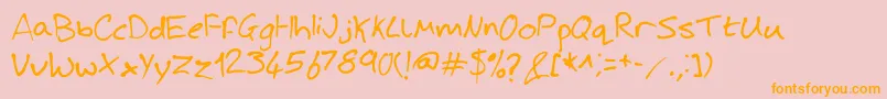 JoshHandwriting-Schriftart – Orangefarbene Schriften auf rosa Hintergrund