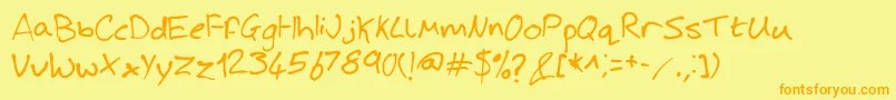 JoshHandwriting-Schriftart – Orangefarbene Schriften auf gelbem Hintergrund