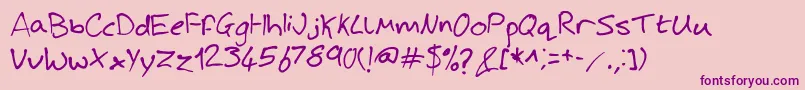 JoshHandwriting-fontti – violetit fontit vaaleanpunaisella taustalla