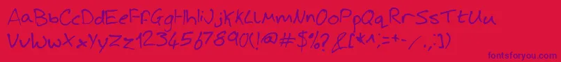 Шрифт JoshHandwriting – фиолетовые шрифты на красном фоне