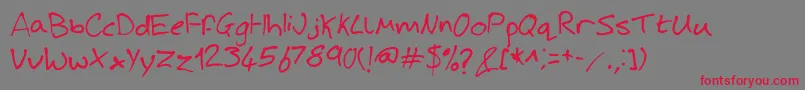 JoshHandwriting-fontti – punaiset fontit harmaalla taustalla