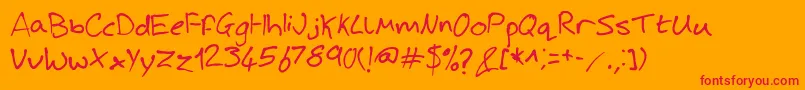 JoshHandwriting Font – Red Fonts on Orange Background