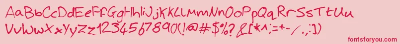 フォントJoshHandwriting – ピンクの背景に赤い文字