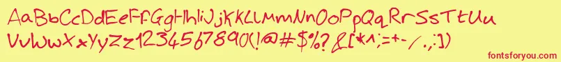 JoshHandwriting Font – Red Fonts on Yellow Background