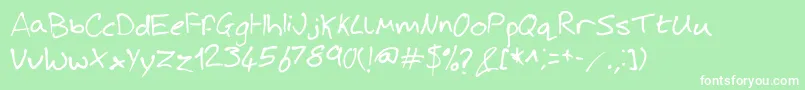 JoshHandwriting Font – White Fonts on Green Background