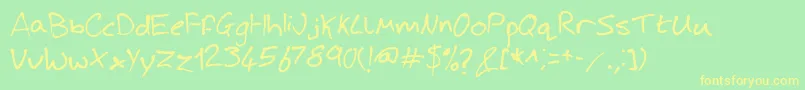 フォントJoshHandwriting – 黄色の文字が緑の背景にあります