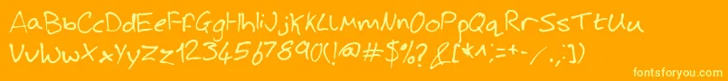JoshHandwriting-Schriftart – Gelbe Schriften auf orangefarbenem Hintergrund