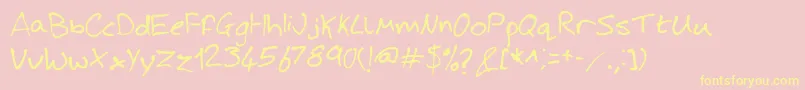 JoshHandwriting Font – Yellow Fonts on Pink Background
