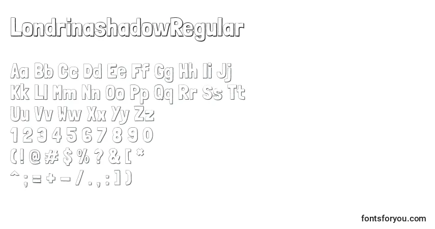 Schriftart LondrinashadowRegular (59032) – Alphabet, Zahlen, spezielle Symbole