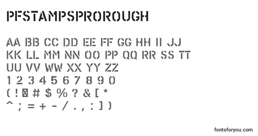 Czcionka PfstampsproRough – alfabet, cyfry, specjalne znaki