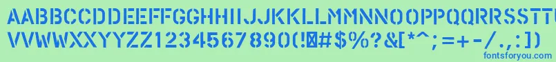 PfstampsproRough Font – Blue Fonts on Green Background