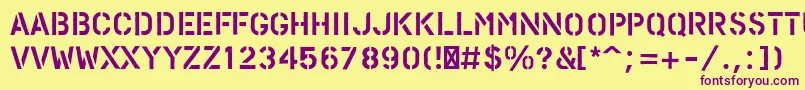 PfstampsproRough Font – Purple Fonts on Yellow Background