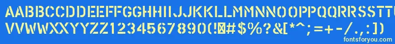 PfstampsproRough Font – Yellow Fonts on Blue Background