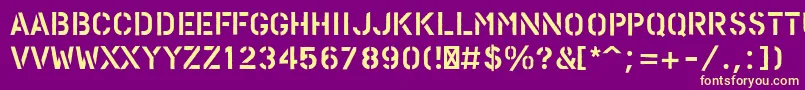 PfstampsproRough Font – Yellow Fonts on Purple Background