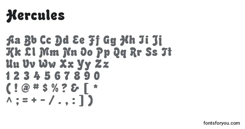 Schriftart Hercules (59038) – Alphabet, Zahlen, spezielle Symbole