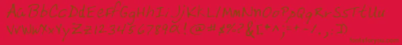 Więcej informacji o czcionce VarnellRegular Czcionka VarnellRegular – brązowe czcionki na czerwonym tle