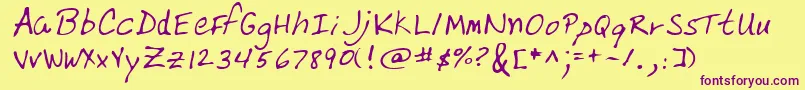 VarnellRegular-Schriftart – Violette Schriften auf gelbem Hintergrund