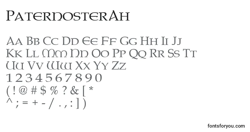 PaternosterAh-fontti – aakkoset, numerot, erikoismerkit